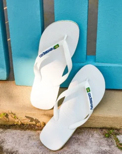 Brasil Logo Flip Flops White