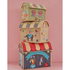 Cirkus 3-pack Raffia Förvaringshus Multicolor