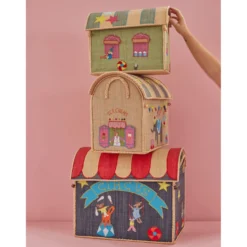 Cirkus 3-pack Raffia Förvaringshus Multicolor