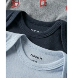 Firetruck 3-pack Baby Bodys Grey Melange