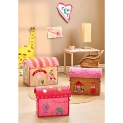 Fun Fair 3-pack Raffia Förvaringshus Pink