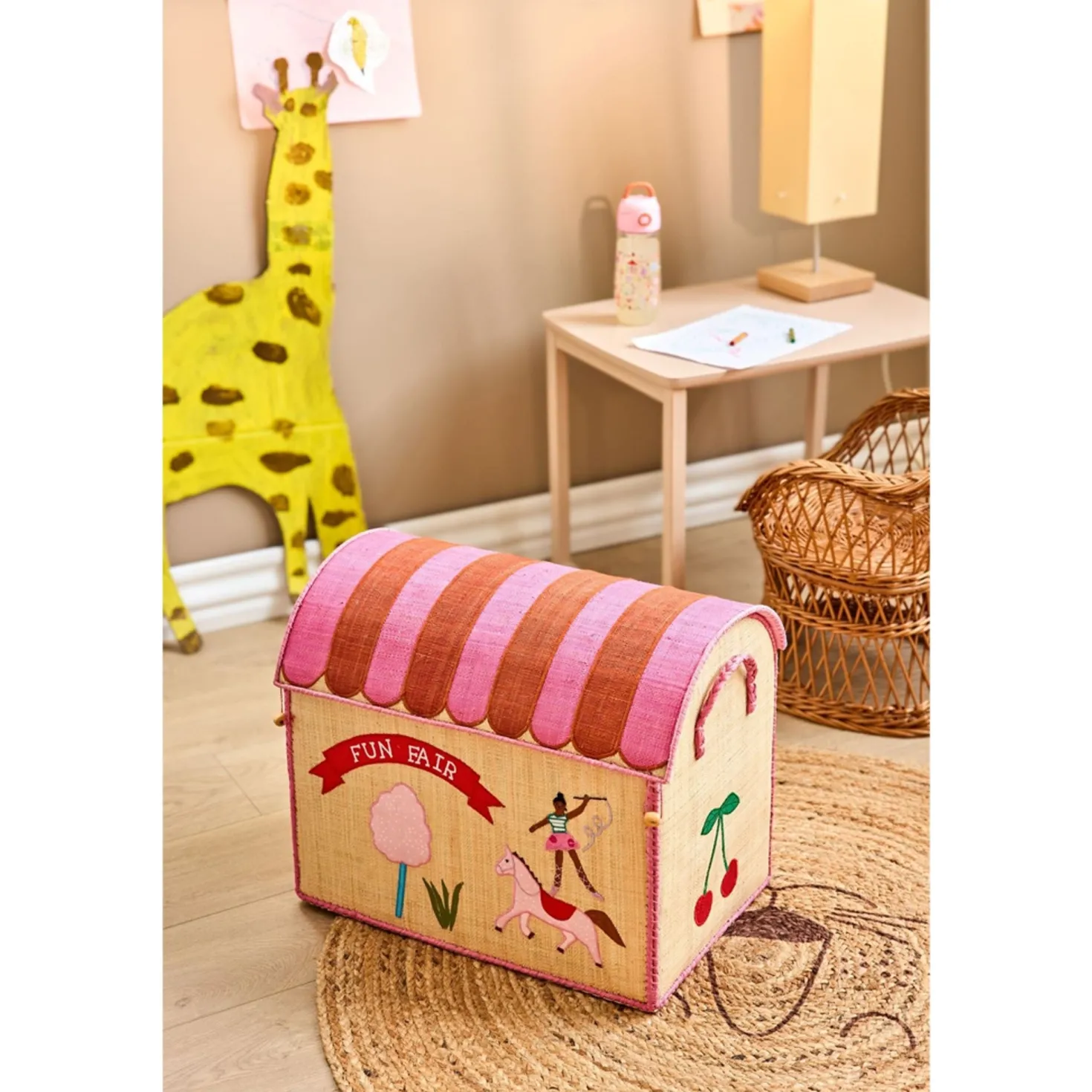 Fun Fair 3-pack Raffia Förvaringshus Pink