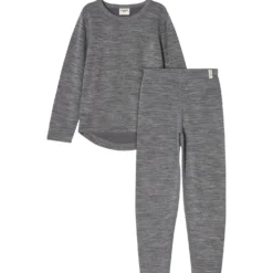 Gisborn Baselayer-set I Ull Och Bambu Dark Grey Melange