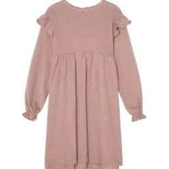 GOTS Hedda Pointelle Klänning Pink Mauve