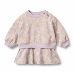 GOTS Maggie Sweatklänning Lavender Daisies