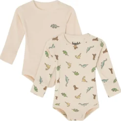 GOTS Petter Body 2-packOff White / Dinosaur