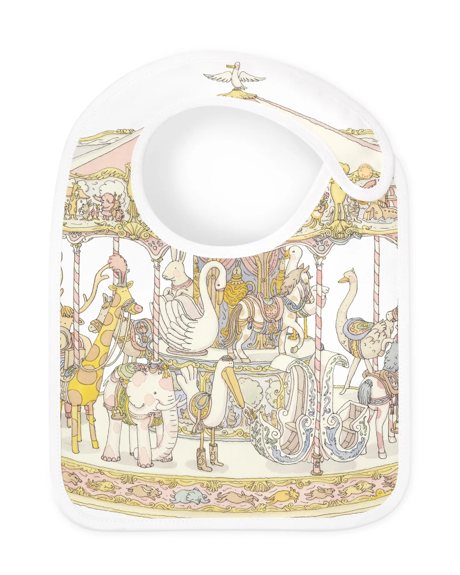 GOTS Satinhaklapp Carousel Pink