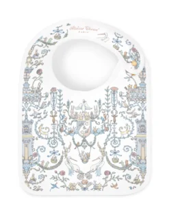 GOTS Satinhaklapp Toile De Jouy Blue