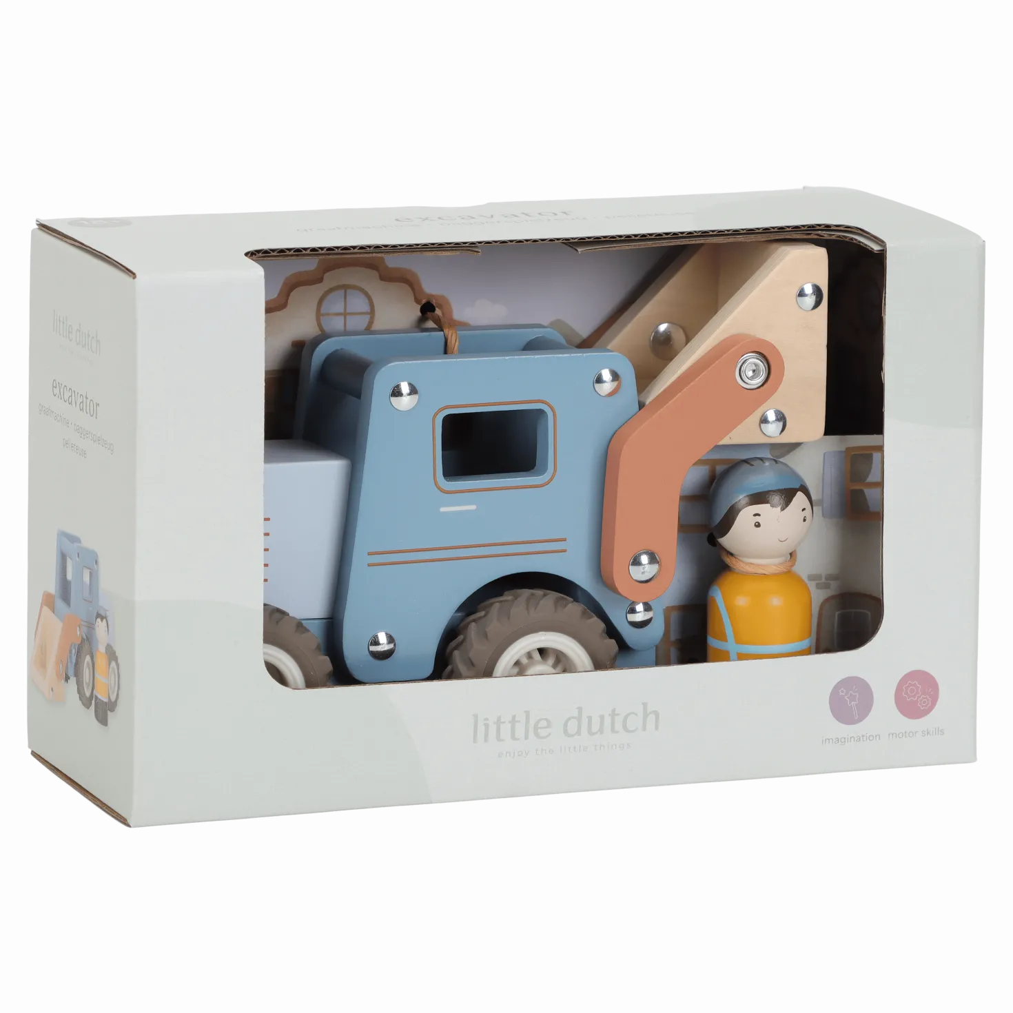 Grävmaskin Med Träfigur Blue