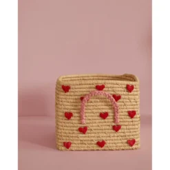 Hearts Raffia Förvaringskorg Nature