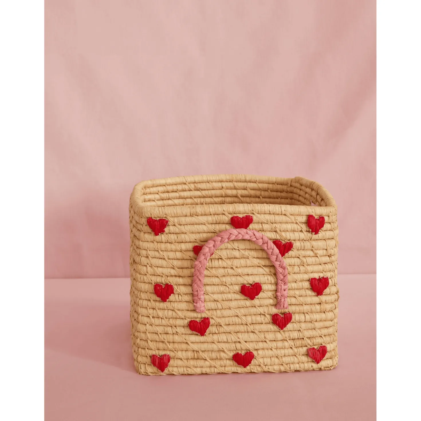 Hearts Raffia Förvaringskorg Nature
