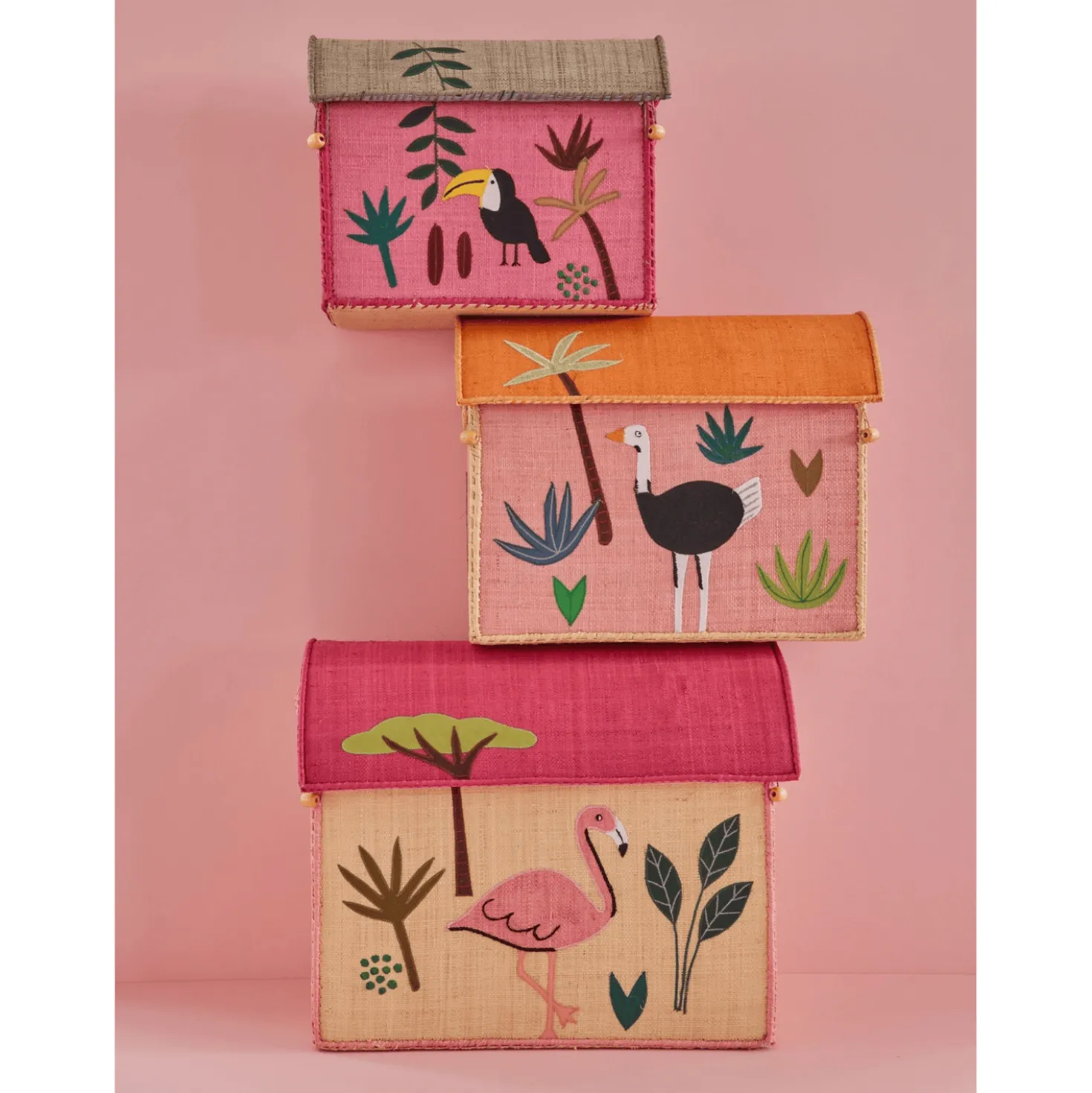 Jungle 3-pack Raffia Förvaringshus Multicolor