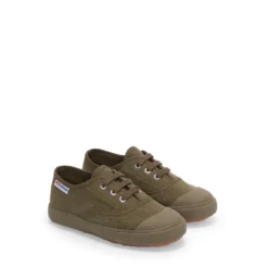 2118 Kids Cotton Stone Wash Sneakers Green Olive White