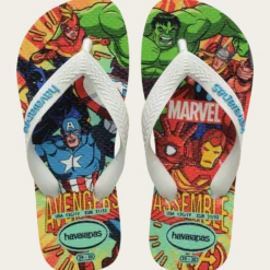 Kids Top Marvel II Flip Flops White Blue