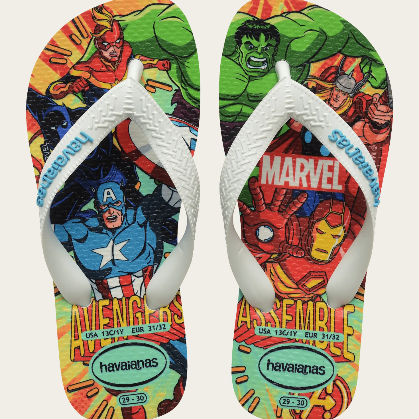 Kids Top Marvel II Flip Flops White Blue