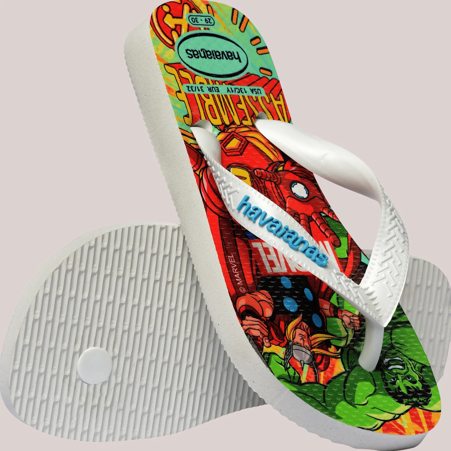Kids Top Marvel II Flip Flops White Blue