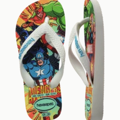 Kids Top Marvel II Flip Flops White Blue