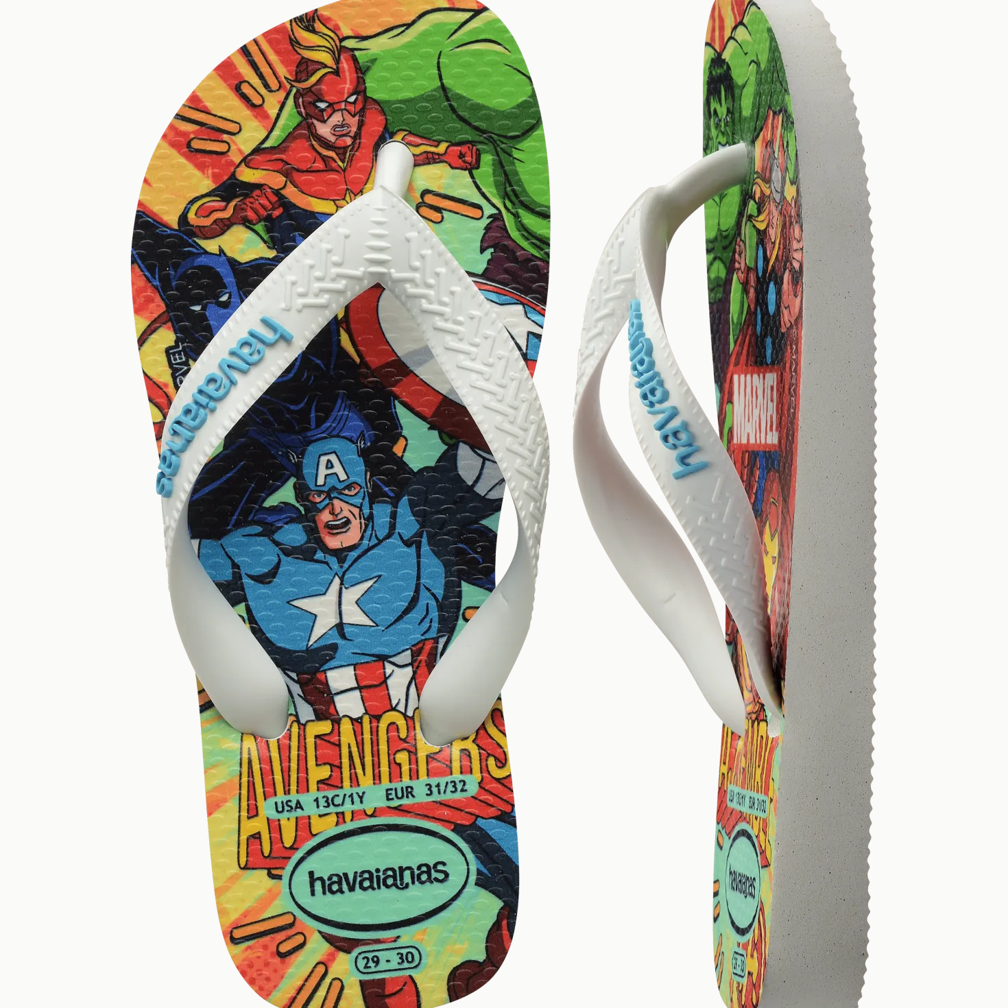 Kids Top Marvel II Flip Flops White Blue
