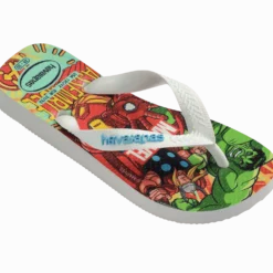 Kids Top Marvel II Flip Flops White Blue