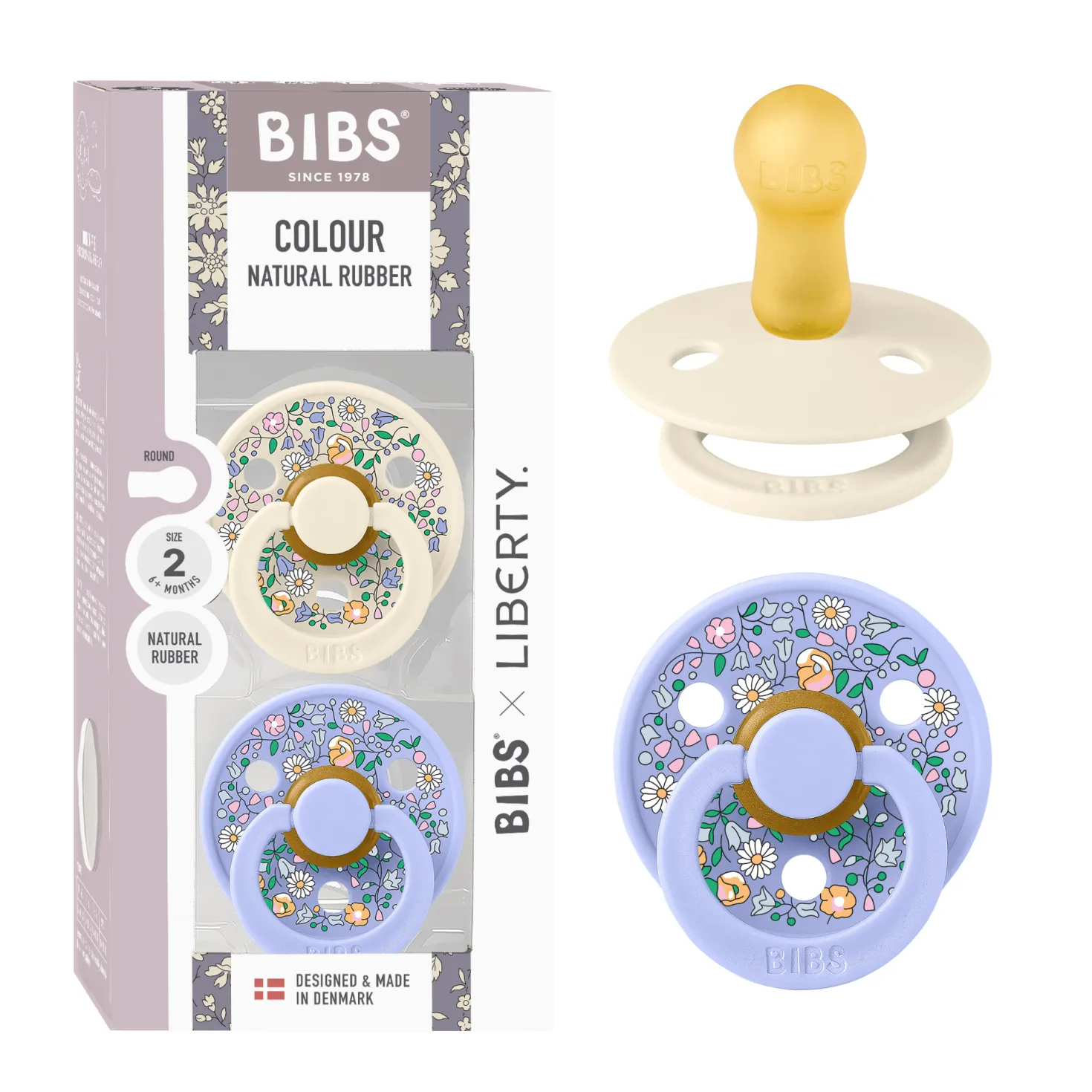Liberty Colour 2-pack Runda Latexnappar Chloe Meadow Ivory Mix