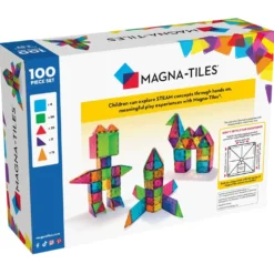 MAGNA-TILES Clear Colours 100 Pcs Clear Colours