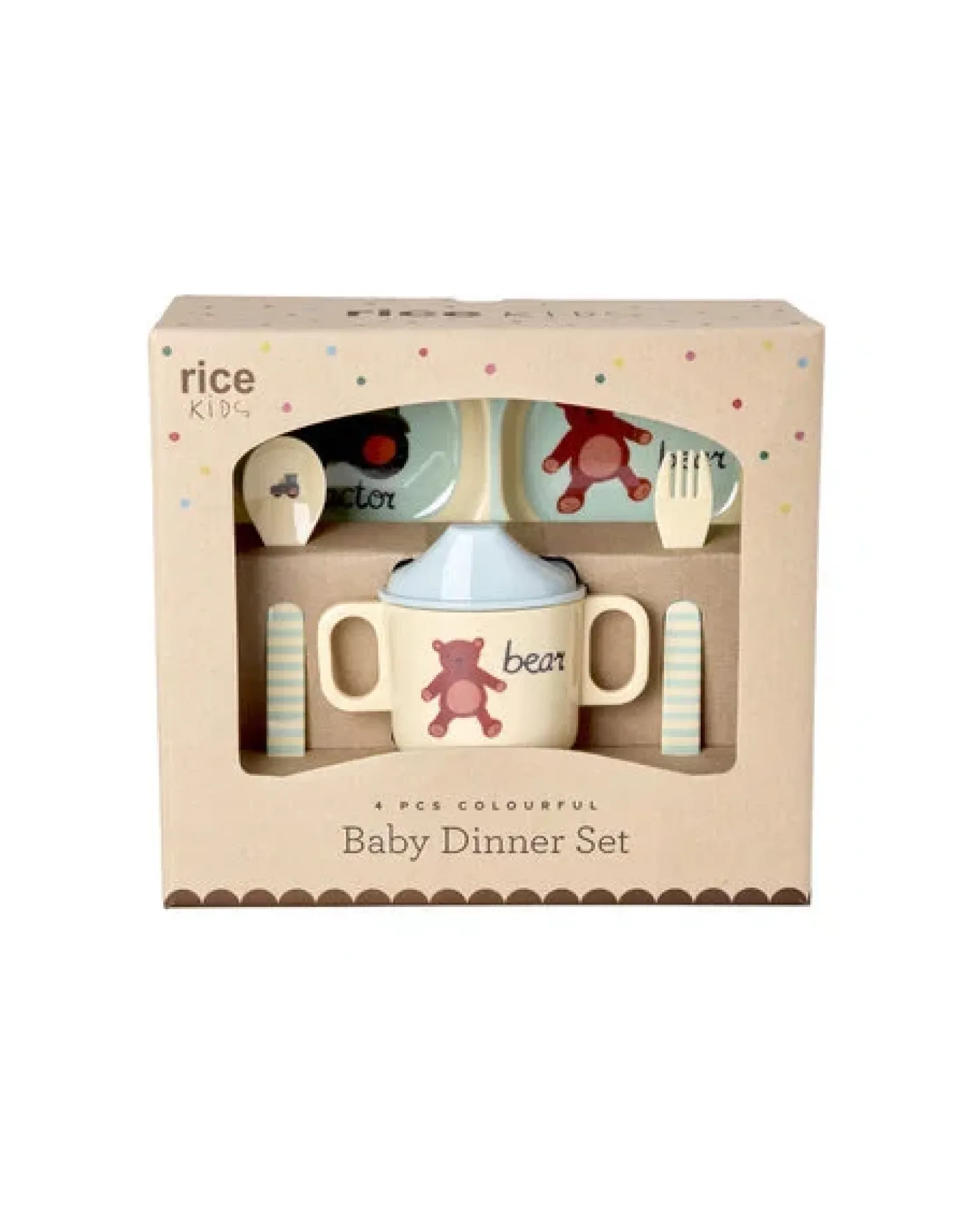 Melamine Baby Dinner Set in Gift Box with Blue ABC Print - 4 pcs