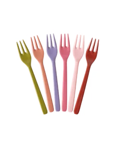 Melamine Cake Forks in Asst. Solid Colors - Set of 6