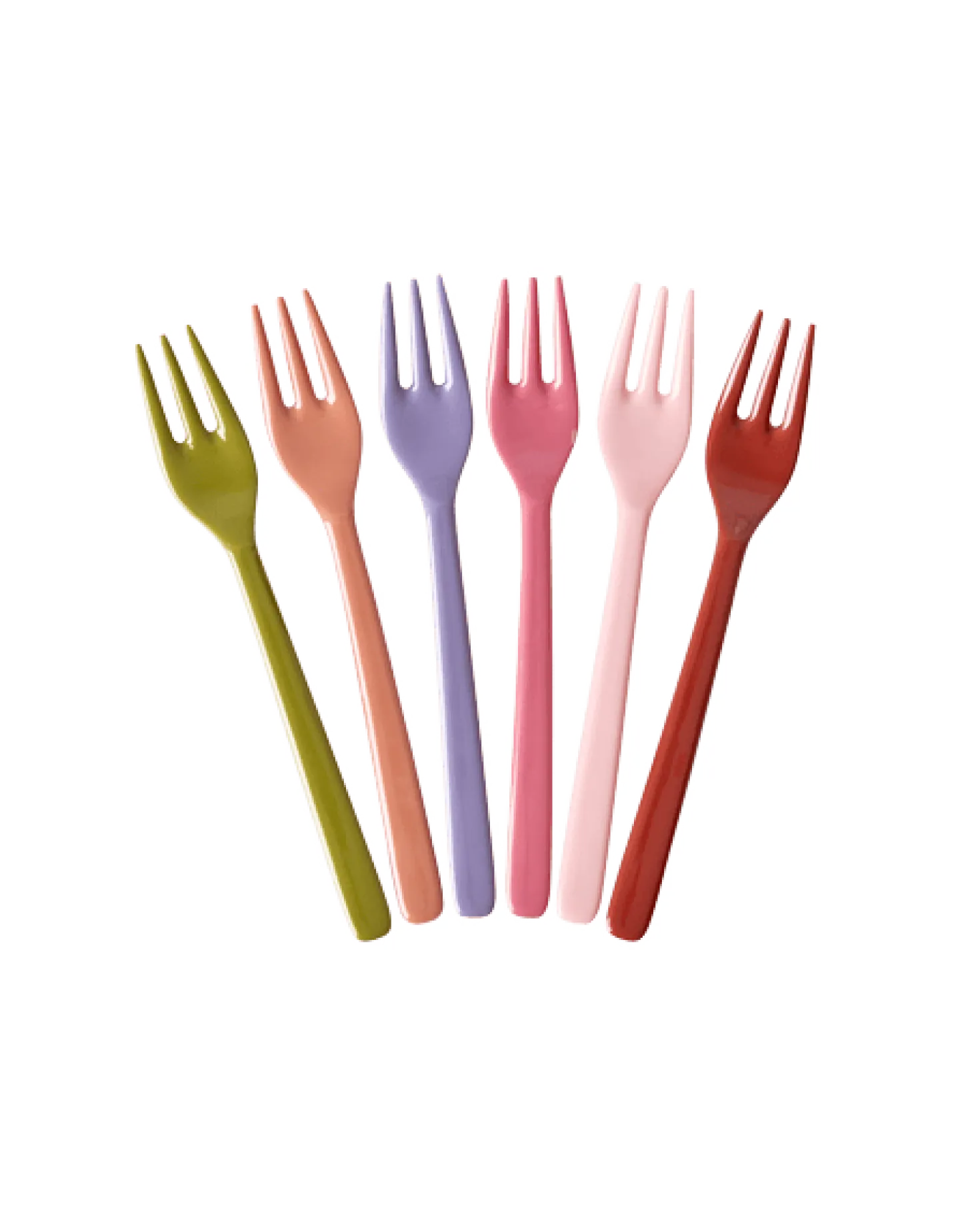 Melamine Cake Forks in Asst. Solid Colors - Set of 6
