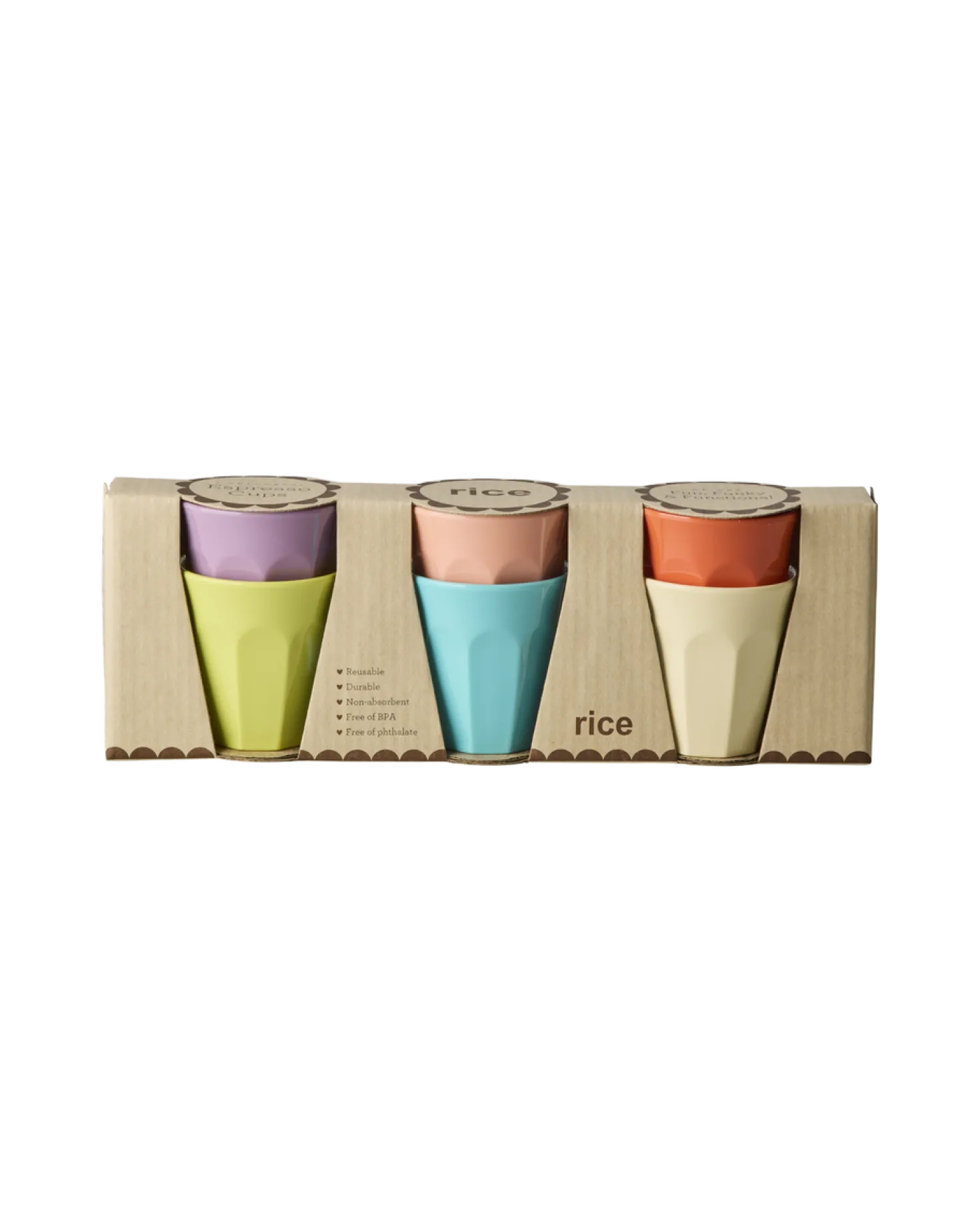Melamine Mini Cups in Asst. Glory Days Colors - 6 Pack - 80 ml