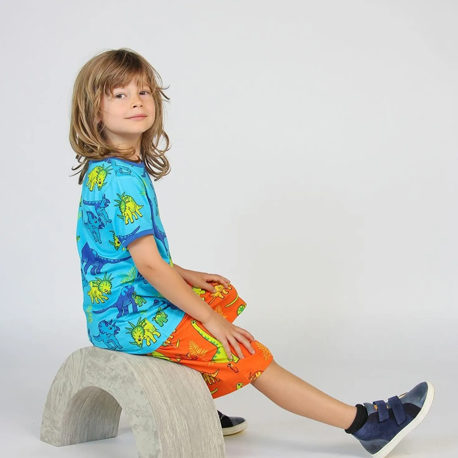 Mönstrad Mjukisshorts Med Dinosaurier Orange