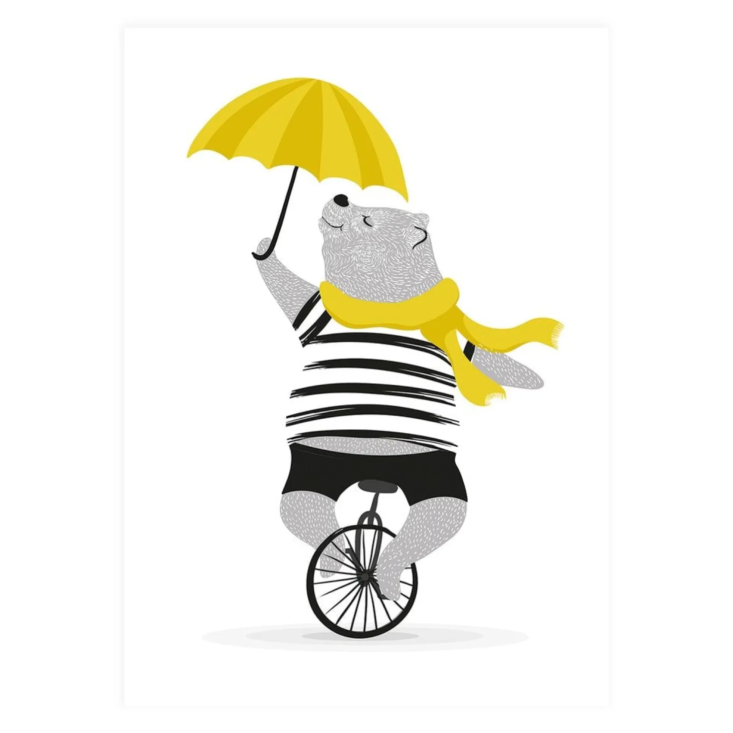 Mr Bear On Unicycle Poster