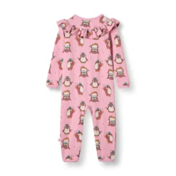 Paula Långärmad Babydräkt Med Cirkus Rosa Lace