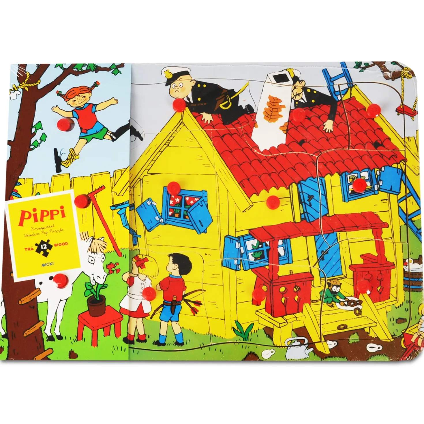 Pippi Knopppussel I Trä 12 Bitar Multi