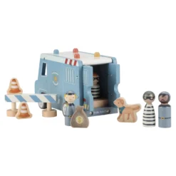 Polisbil Med Träfigurer Blue