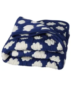Quiltad Bomullspläd Cream Blue