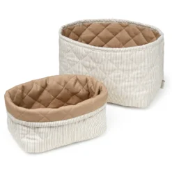 Quiltad Förvaringskorg Classic Stripes Camel