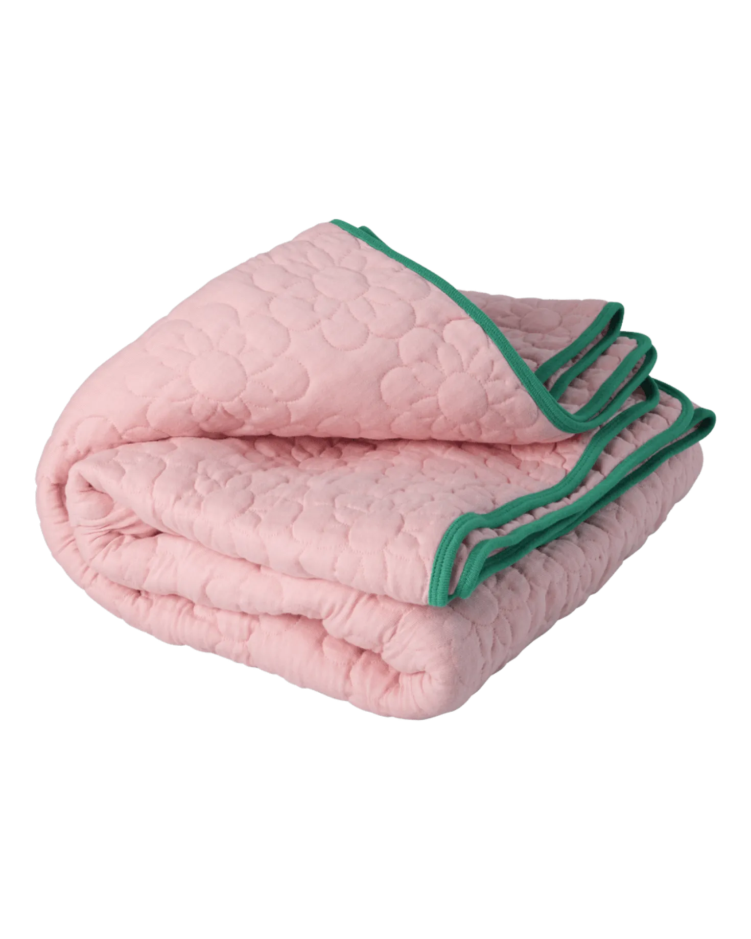 Quiltad Pläd I Blommönster Soft Pink