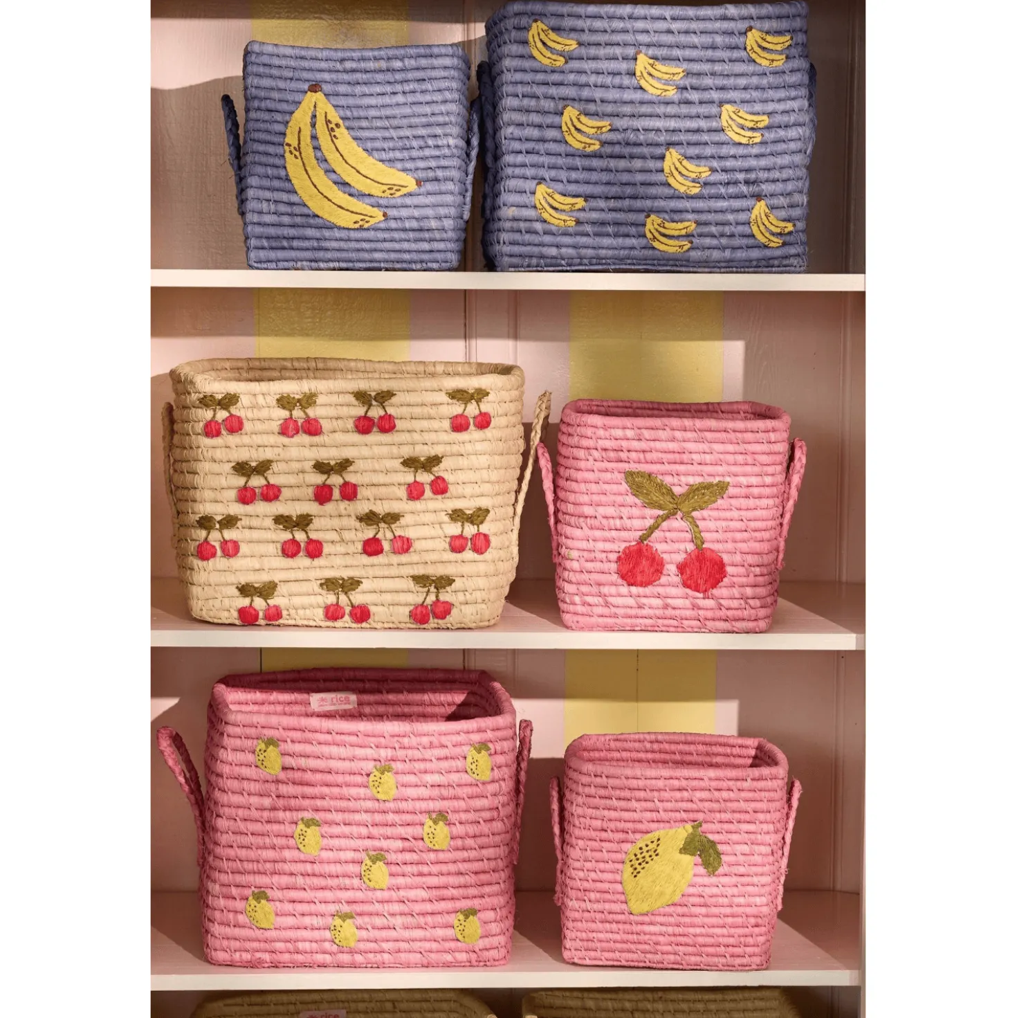 Raffiakorg Med Handtag Pink