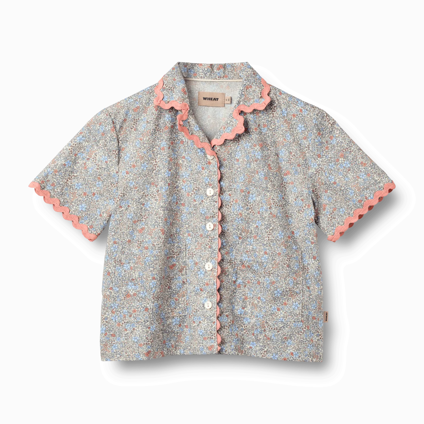 Shirt S/S Lace Vilma Air Blue Flowers