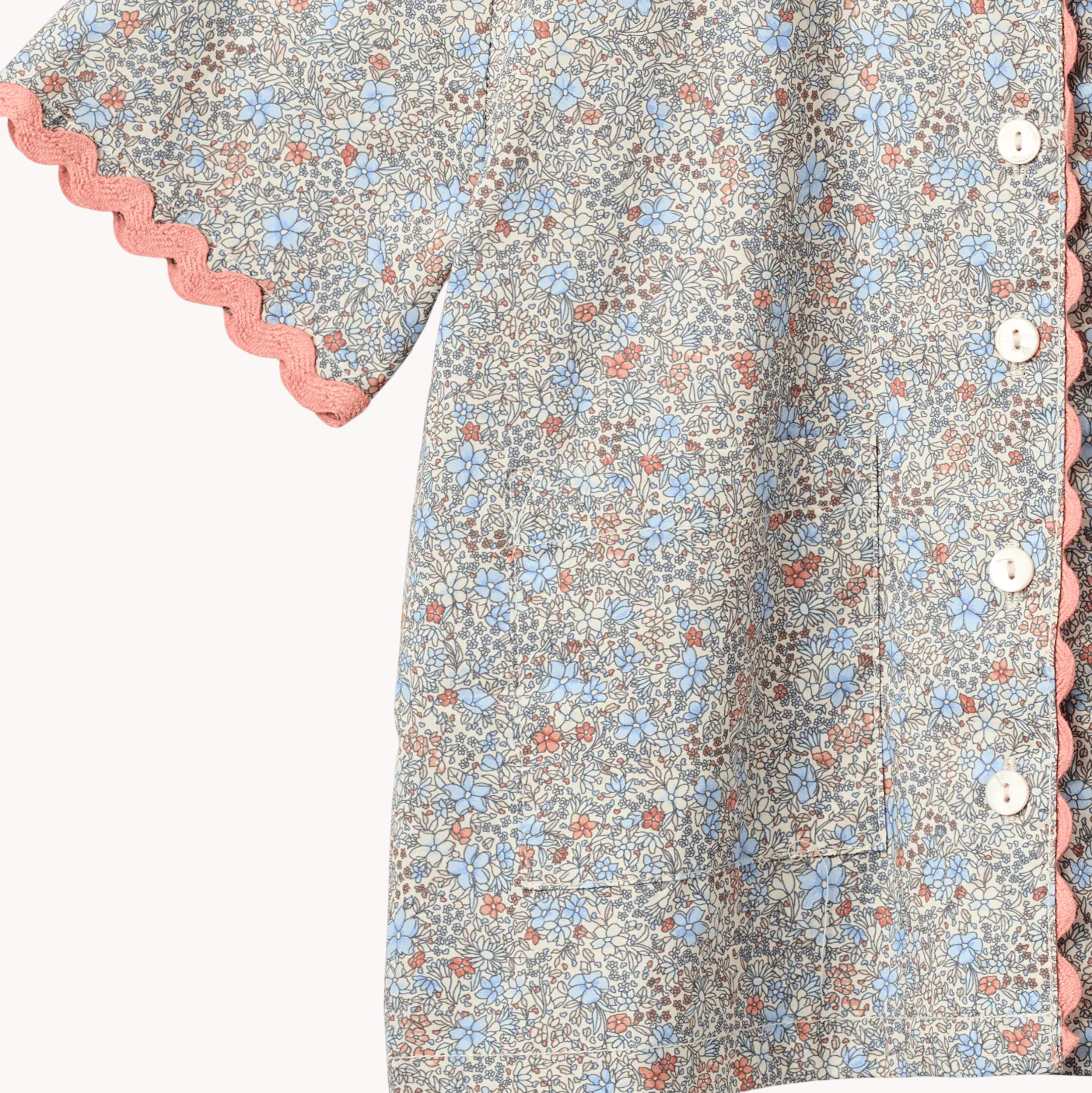 Shirt S/S Lace Vilma Air Blue Flowers