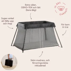 Spjälsäng Light Med Reselakan Black