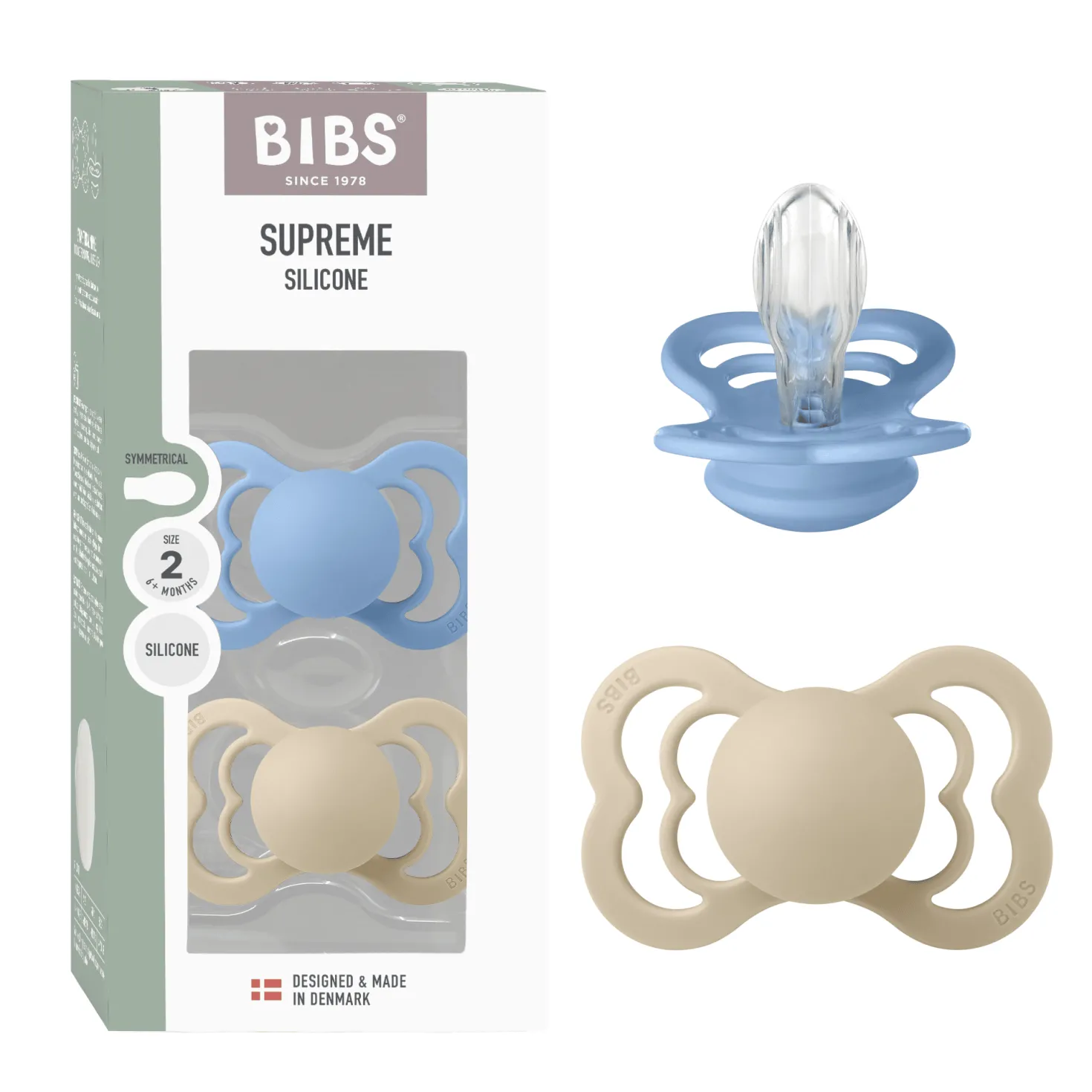 Supreme 2-pack Symmetriska Silikonnappar Vanilla Sky Blue