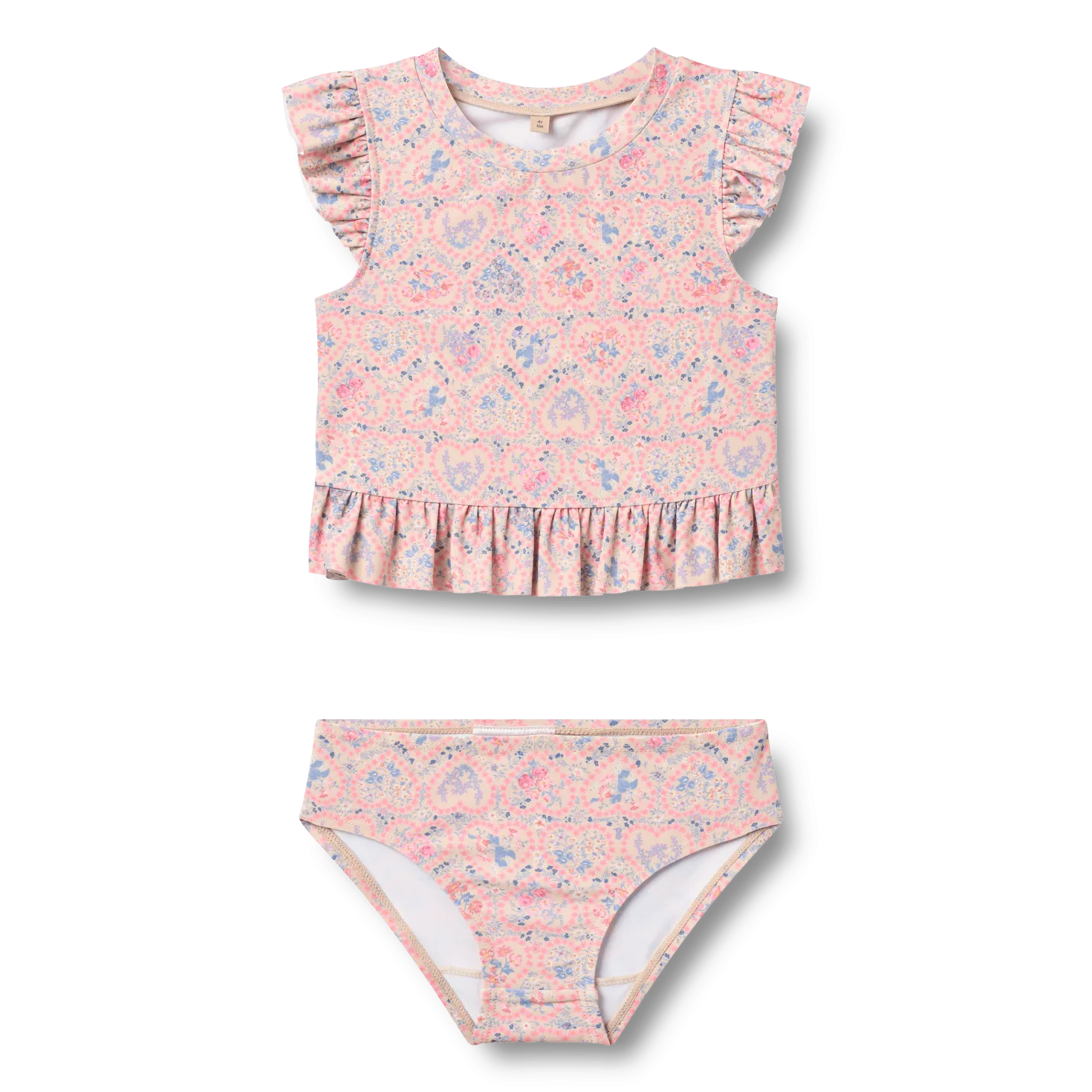 Swim Set 2-piece Alma Pink Heart Flowers
