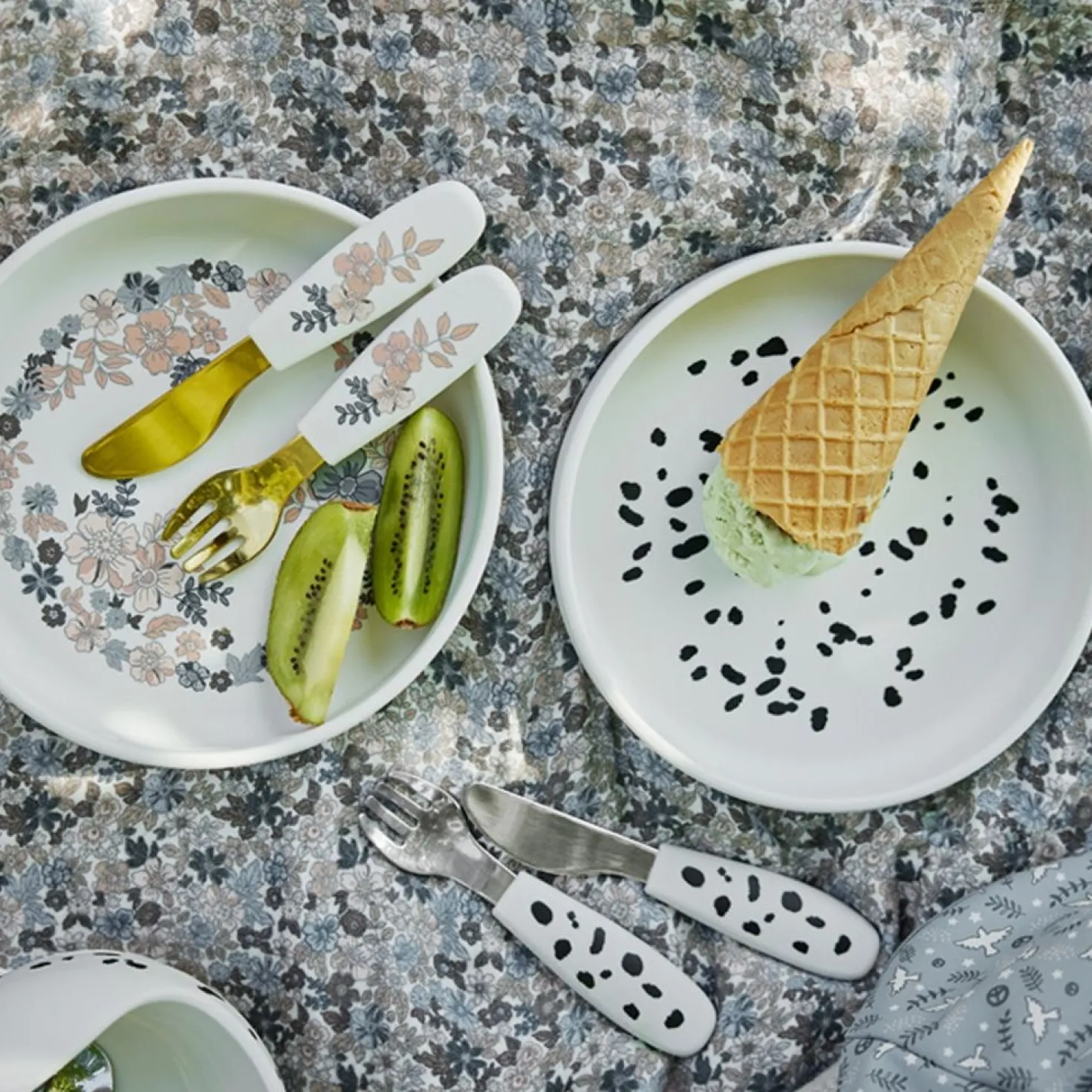Tallrik Med Bestick Garden Blue