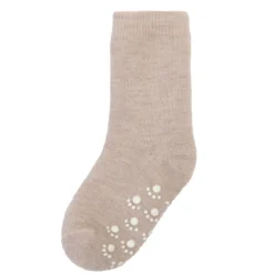 Ullstrumpa Med Halkskydd Beige Melange
