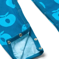 Ulm Långärmad Babydräkt Med Äpplen Blå Vivid Blue
